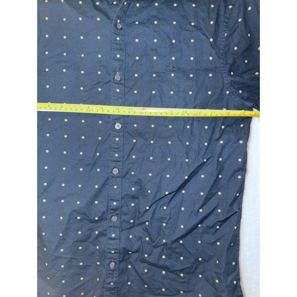 Original Penguin Mens‎ Heritage Slim Fit Short Sleeve Button Down Shirt Navy M - Picture 9 of 10